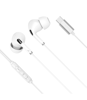 USB-C ausīs ievietojamās austiņas ar mikrofonu, baltas, Kruger&Matz C1