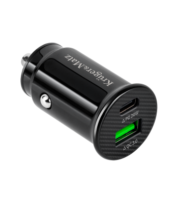 Automašīnas lādētājs Kruger&Matz ar diviem USB portiem, Quick Charge 3.0 un Power Delivery, 3100 mA, KM0870