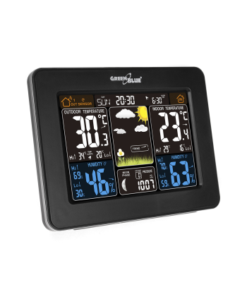 Bezvadu krāsainā meteoroloģiskā stacija GreenBlue GB523