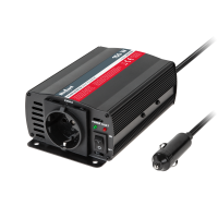 REBEL sprieguma pārveidotājs automašīnai ar Vācijas tipa F kontaktligzdu, 12V/230V, 150W