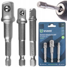 WUBER sešstūra kāta adapteru komplekts skrūvgriežiem, 1/4", 3/8" un 1/2", 3 gab.