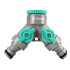 Dārza krāna ūdens sadalītājs ar 2 izejām un adapteri WUBER, G 3/4" 26.5 mm, G 1/2" 21 mm, W00711