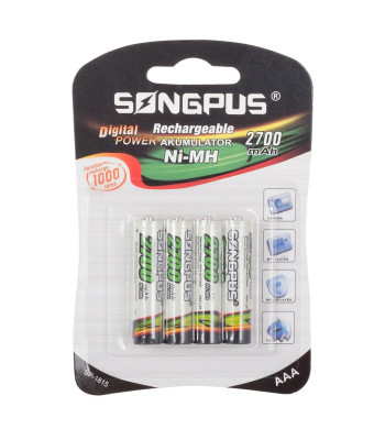 Uzlādējamo akumulatoru komplekts, 4 gab., līdz 2700mAh, AAA R3