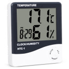 Elektroniskais LCD termometrs ar mitruma mērītāju, pulksteni, datumu un modinātāju, 9,7 × 10 × 2 cm