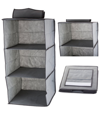 Piekarināms skapja organizators ar 3 plauktiem, pelēks, 30cm x 30cm x 60cm