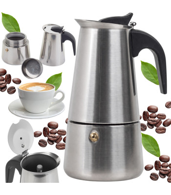 Itāļu moka kanna espresso kafijas pagatavošanai no nerūsējošā tērauda, 300 ml, līdz 6 tasītēm