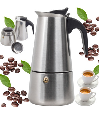 Itāļu moka kanniņa espresso pagatavošanai no nerūsējošā tērauda, līdz 9 tasītēm, 450 ml