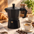 Moka kanniņa kafijas pagatavošanai, alumīnija, melna, 6 tasītēm, 300 ml