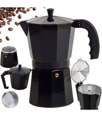 Alumīnija moka kanna kafijas pagatavošanai, melna, 9 tasītēm, 450 ml