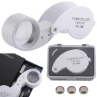 Salokāma kabatas juvelieru lupa ar 2 LED — 40x, 25mm