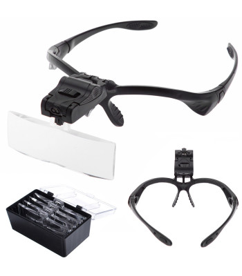 Galvas lupa ar maināmām lēcām un LED apgaismojumu, 2 LED