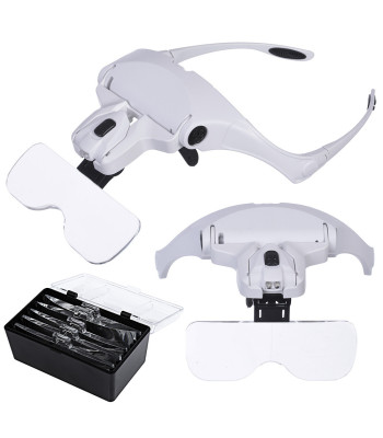 Galvas lupa-brilles ar 2 LED diodēm, palielinājums 3,5x