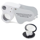 Salokāma kabatas juvelierlupa ar 2 LED, 30x un 60x, 22mm un 12mm
