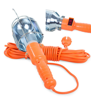 Garāžas un darbnīcas lampa ar āķi, 230 V, 10 m