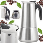 Moka kanniņa espresso kafijas pagatavošanai, nerūsējošais tērauds, 12 tasītēm, 600 ml