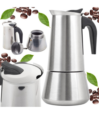 Moka kanniņa espresso kafijas pagatavošanai, nerūsējošais tērauds, 12 tasītēm, 600 ml