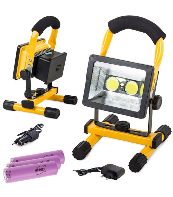 Pārnēsājams akumulatora led prožektors ar divām cob diodēm, 30W