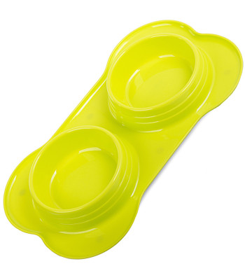 Dubultā barības bļoda suņiem un kaķiem ar pamatni, zaļa, 0,4 l x 2