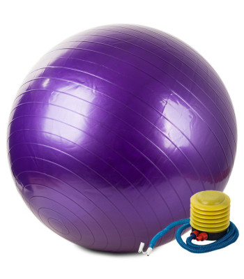 Rehabilitācijas vingrošanas bumba ar pumpi, violeta, 65 cm