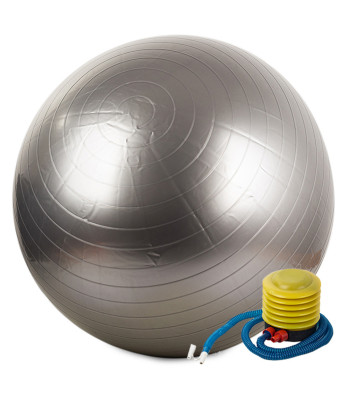 Rehabilitācijas vingrošanas bumba ar pumpi, sudraba krāsā, 65cm
