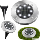 Zemē ievietojamu dārza saules lampu komplekts ar krēslas sensoru – 8 LED, 4 gab.