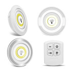 Pašlīmējošu bezvadu led cob lampiņu komplekts ar pulti, 3 gab., 9 cm x 2 cm