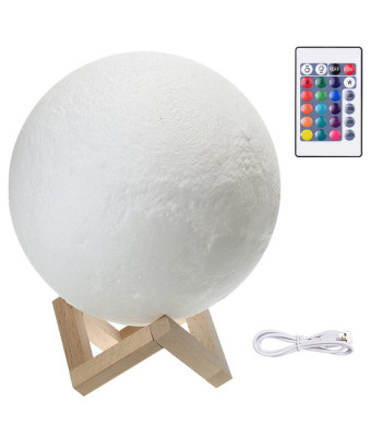 3D Mēness naktslampa ar krāsainu RGB apgaismojumu, USB uzlādi un akumulatoru, 14 cm