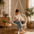 Boho stila iekaramais krēsls–šūpoles „stārķa ligzda”, 80cm