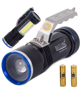 Bailong taktiskais meklēšanas lukturis ar cob paneli un zoom funkciju, CREE XM-L3-U3, T624