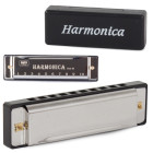 Metāla mutes harmonika ar futrāli, C mažora skaņojums, 10 kanāli