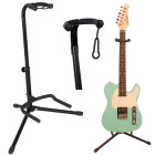 Regulējams ģitāras statīvs, melns, 71–82 cm