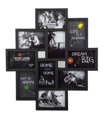 Melns 3D foto rāmis 10 fotogrāfijām, 54 × 49 cm