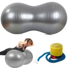 Dubultā vingrošanas un rehabilitācijas bumba ar pumpi, sudraba krāsā – 90cm, diametrs līdz 40cm