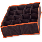 Veļas un zeķu organizators ar 16 nodalījumiem, brūns, 35cm x 28cm x 10cm