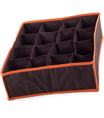 Veļas un zeķu organizators ar 16 nodalījumiem, brūns, 35cm x 28cm x 10cm