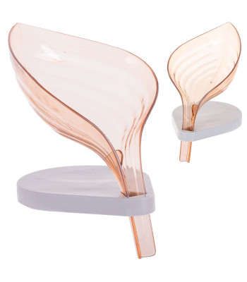 Oranžs lapas formas ziepju trauks ar ūdens noteci, 11cm x 12cm x 9cm