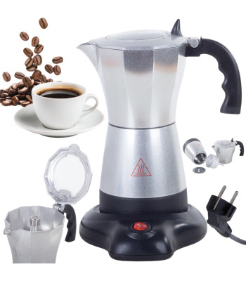 Elektriskā moka kafijas kanna, sudrabkrāsas, 6 tasītēm, 300 ml