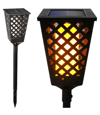 Saules dārza lampa-laterna ar liesmas efektu un krēslas sensoru