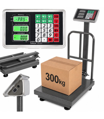 Elektroniskie noliktavas platformas svari ar atbalstu un LCD displeju, 300kg