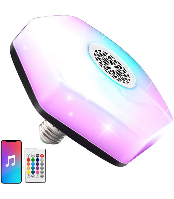 Krāsaina LED spuldze ar Bluetooth skaļruni un tālvadības pulti, RGBW, E27