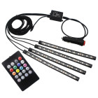 LED apgaismojums automašīnas salonam ar tālvadības pulti, 4 x 12 LED