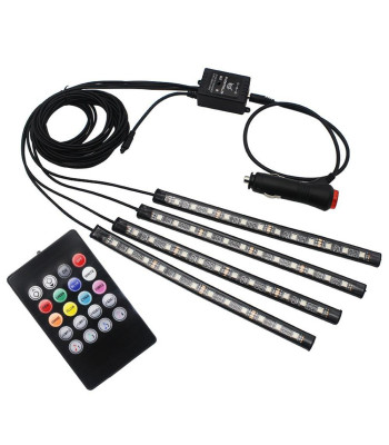 LED apgaismojums automašīnas salonam ar tālvadības pulti, 4 x 12 LED
