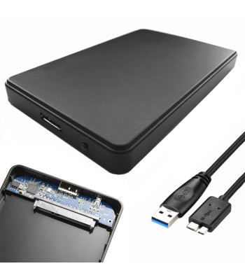 Melns ārējais sata hdd un ssd diska korpuss ar usb 3.0, 2,5