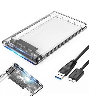 Caurspīdīgs sata hdd un ssd diska korpuss ar usb 3.0, 2,5