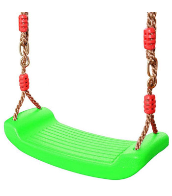 Zaļas plastmasas dārza šūpoles bērniem ar regulējamām virvēm, 44cm x 17cm x 7,5cm