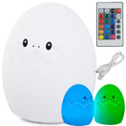 Bērnu LED naktslampiņa – silikona ola ar RGB apgaismojumu un tālvadības pulti, USB, 12,5 cm