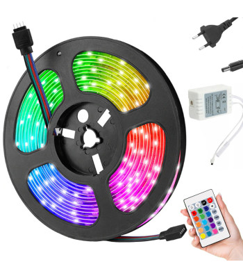 Ūdensizturīga RGB LED lente ar tālvadības pulti, SMD 5050, 4,5m