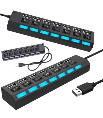 Usb centrmezgls ar atsevišķiem portu slēdžiem – 7 × usb 2.0