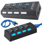 USB pieslēgvietu sadalītājs ar atsevišķiem slēdžiem, 4 x USB 3.0