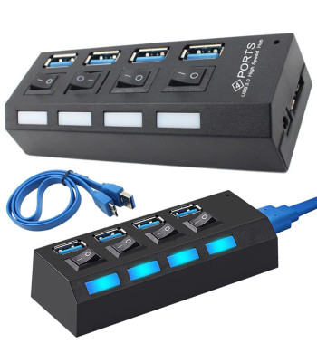 USB pieslēgvietu sadalītājs ar atsevišķiem slēdžiem, 4 x USB 3.0
